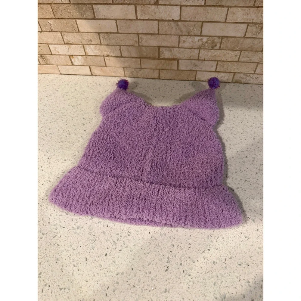 Sanrio Kuromi Fuzzy Beanie Purple Lavender Ears Pom Poms